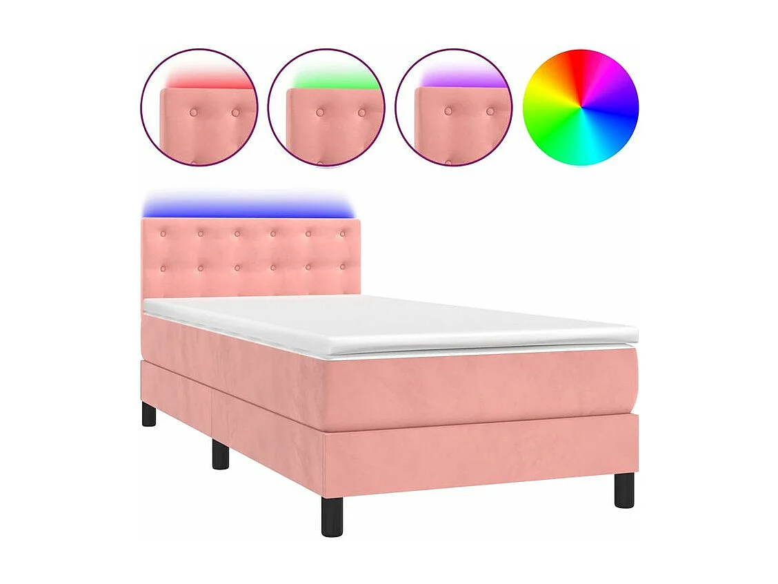 Sommier à lattes de lit avec matelas et LED Rose 100x200