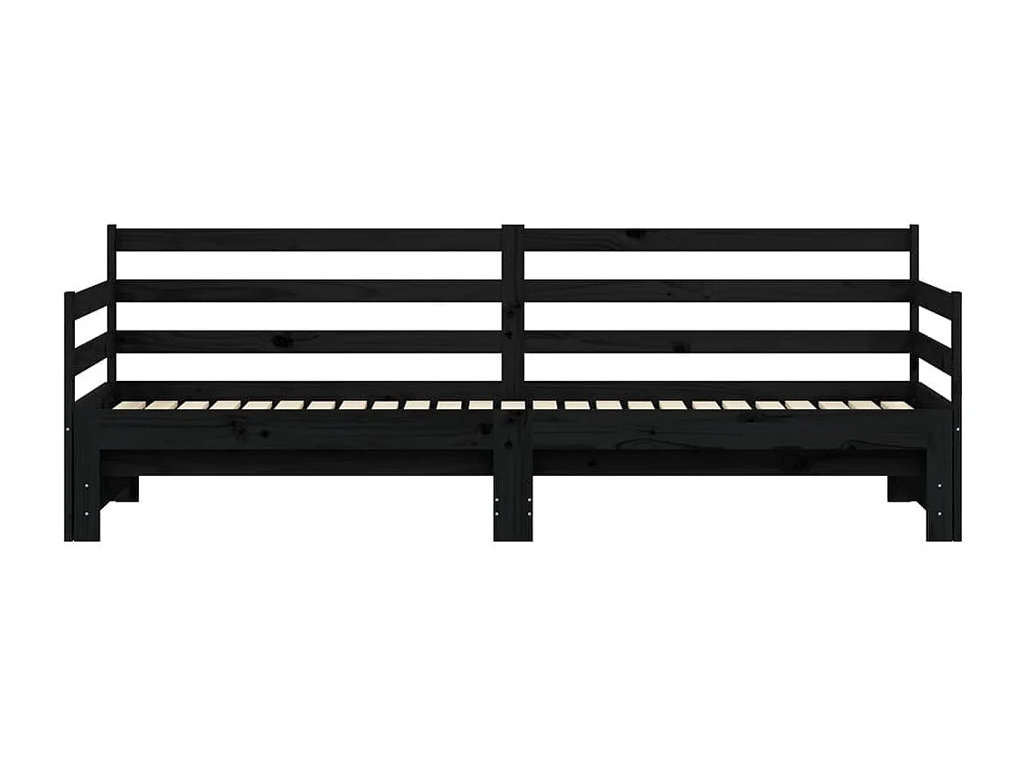 Lit de jour avec lit gigogne noir 90x200 bois de pin massif