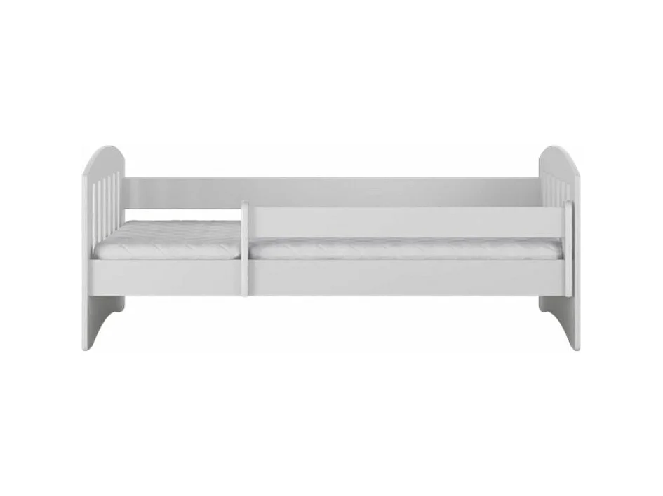 Lit enfant avec barrière de sécurité amovible blanc Klaky-Matelas mousse-80x160