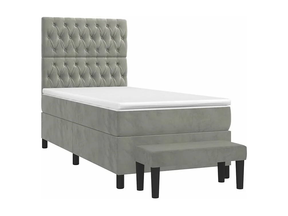 Sommier à lattes de lit et matelas Gris clair 100x200 Velours