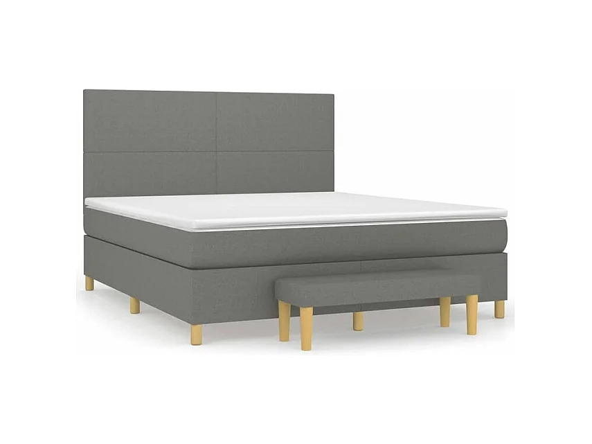 Sommier à lattes de lit avec matelas Gris foncé 160x200 Tissu