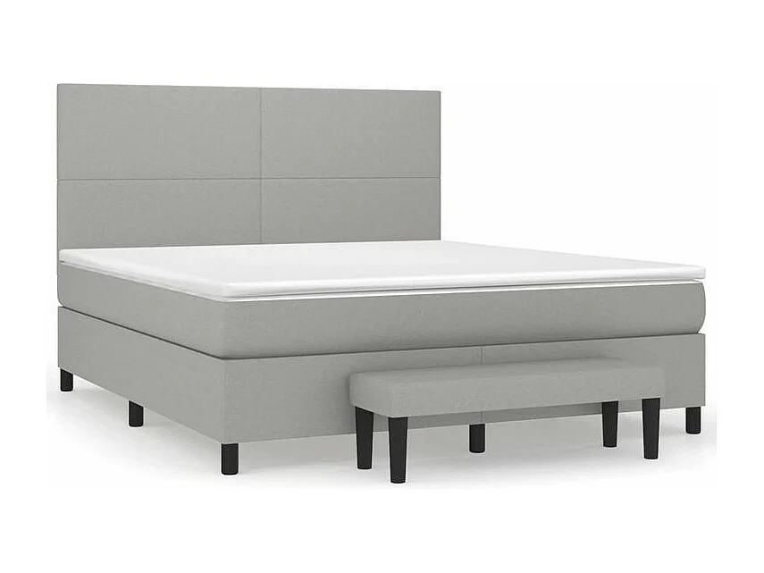 Sommier à lattes de lit avec matelas Gris clair 160x200 Tissu
