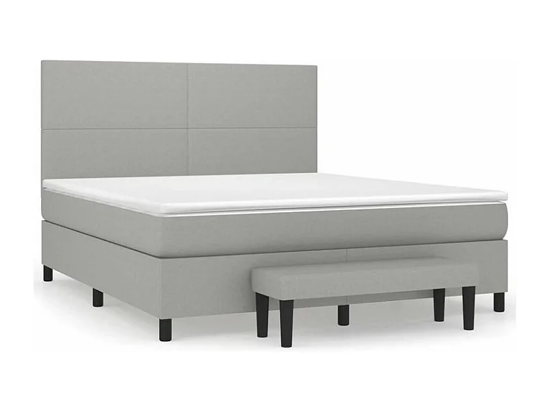 Sommier à lattes de lit avec matelas Gris clair 160x200 Tissu