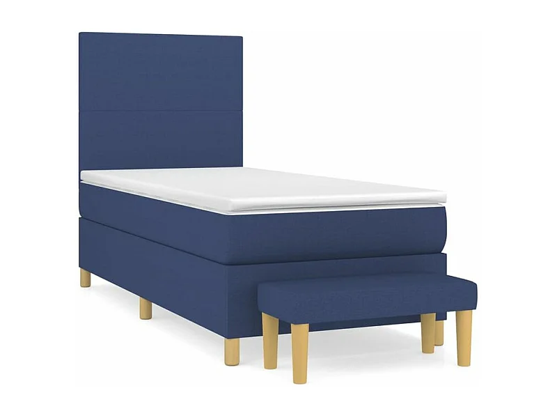 Sommier à lattes de lit avec matelas Bleu 100x200 Tissu