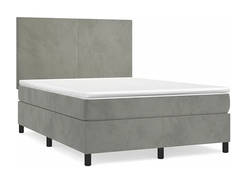 Sommier à lattes de lit et matelas Gris clair 140x190 Velours