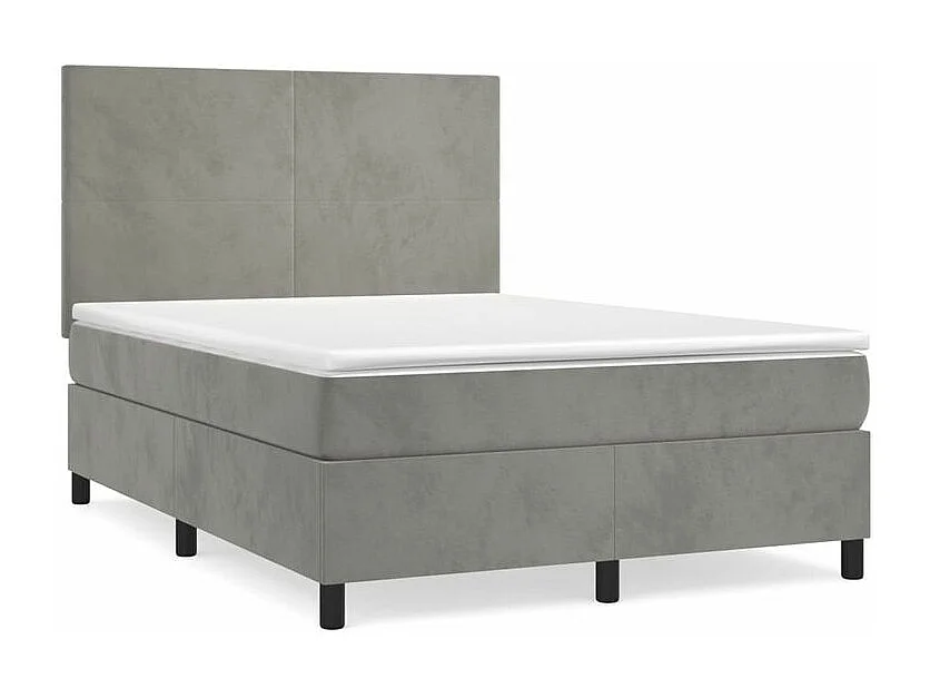 Sommier à lattes de lit et matelas Gris clair 140x190 Velours