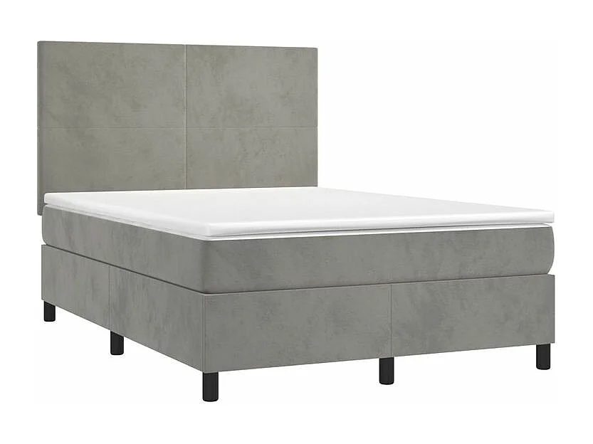 Sommier à lattes de lit et matelas Gris clair 140x190 Velours
