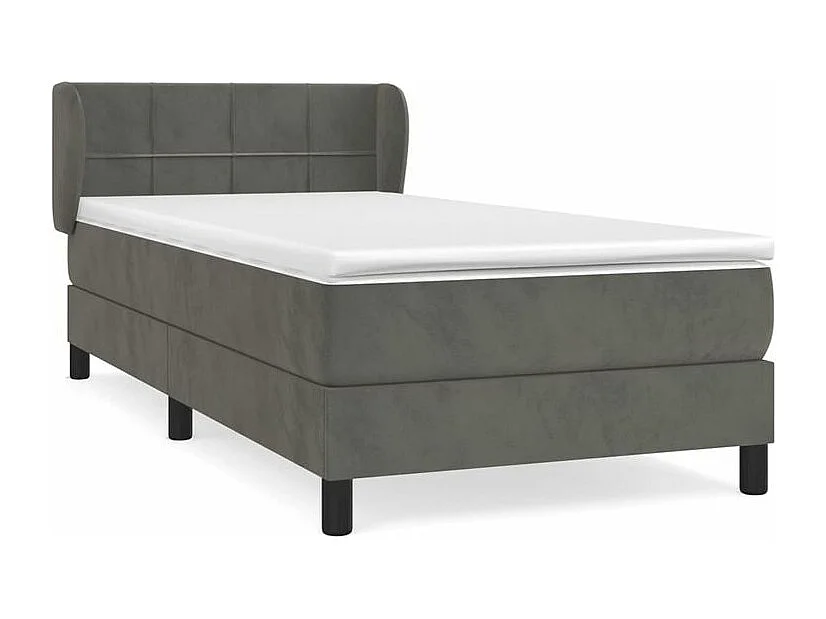 Sommier à lattes de lit et matelas Gris foncé 90x200 Velours