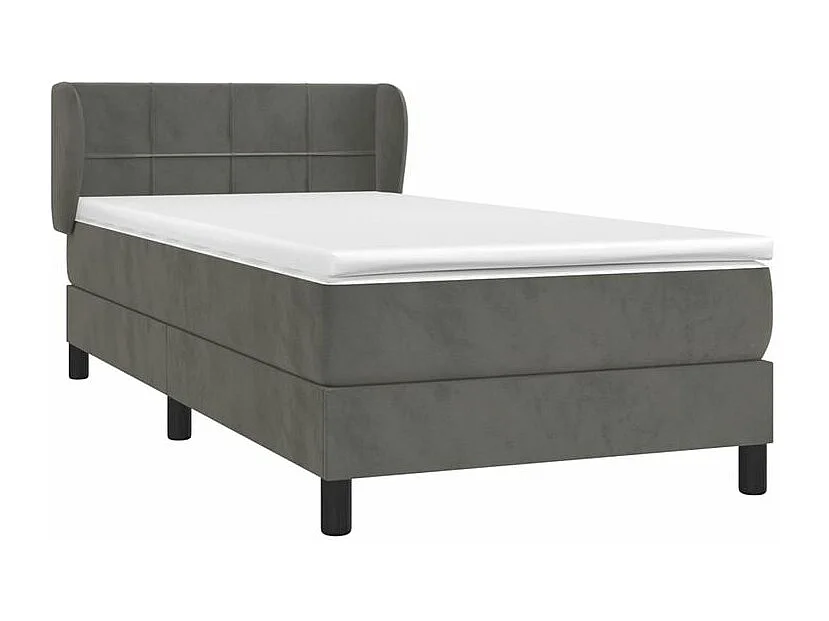 Sommier à lattes de lit et matelas Gris foncé 90x200 Velours
