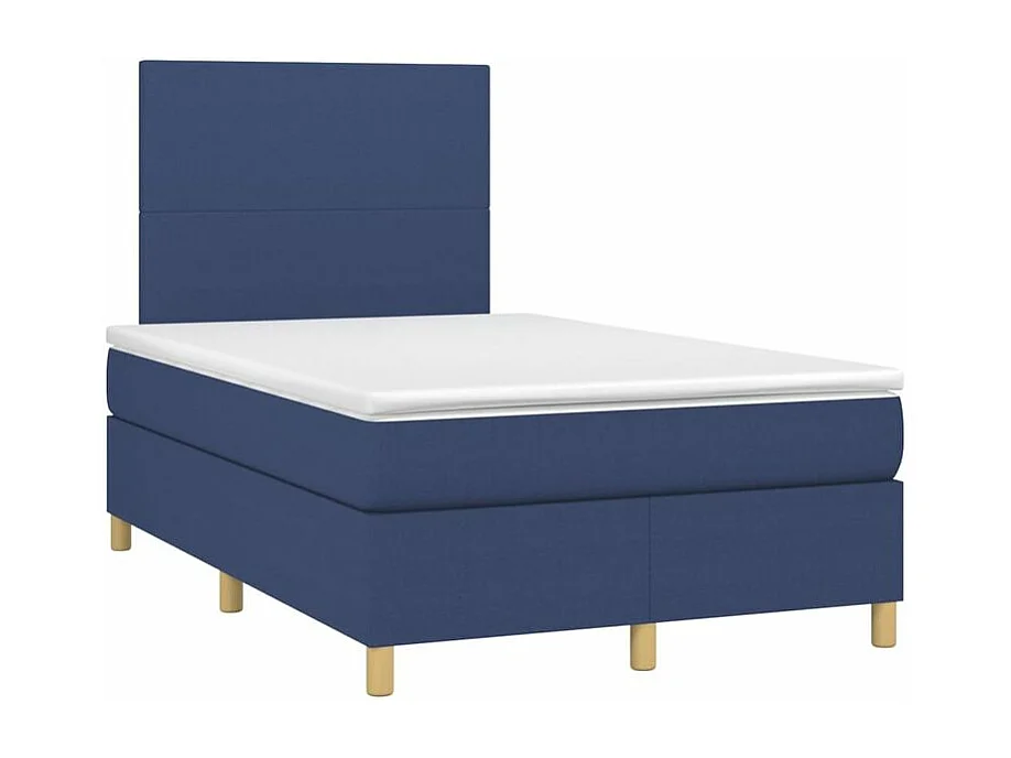 Sommier à lattes de lit et matelas et LED Bleu 120x200 Tissu