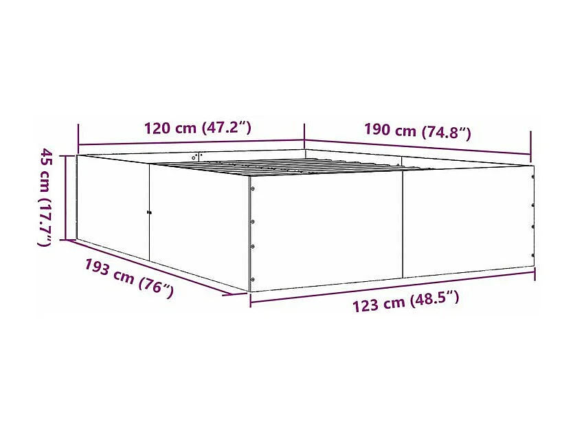 Cadre de lit chêne sonoma 120x190 bois d'ingénierie