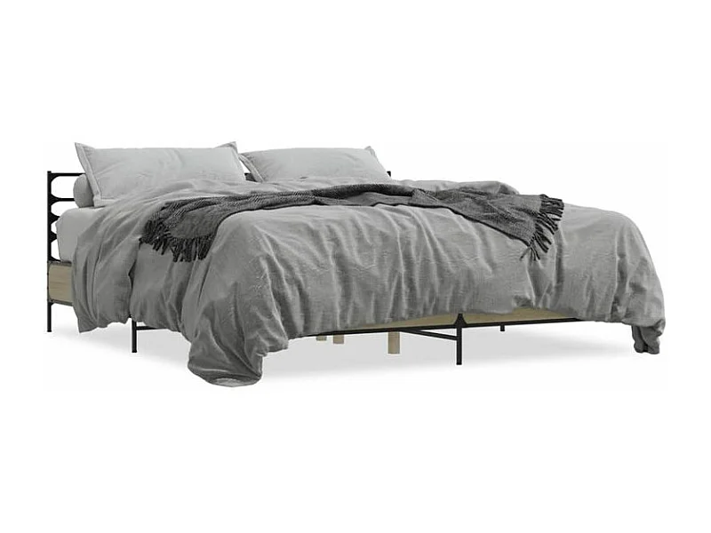 Cadre de lit chêne sonoma 200x200 bois d'ingénierie et métal