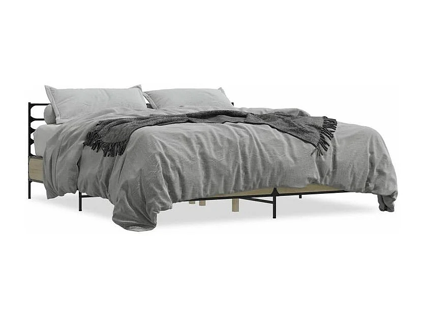 Cadre de lit chêne sonoma 200x200 bois d'ingénierie et métal