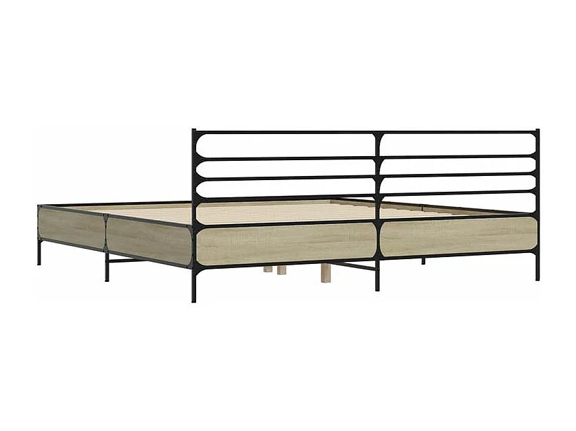 Cadre de lit chêne sonoma 200x200 bois d'ingénierie et métal