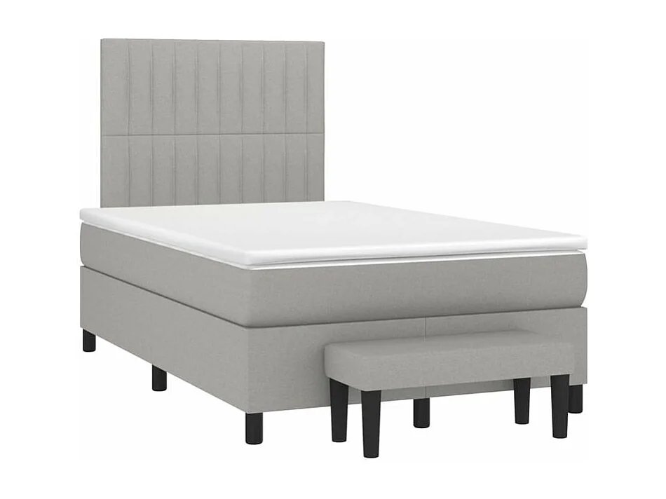 Sommier à lattes de lit avec matelas Gris clair 120x200 Tissu