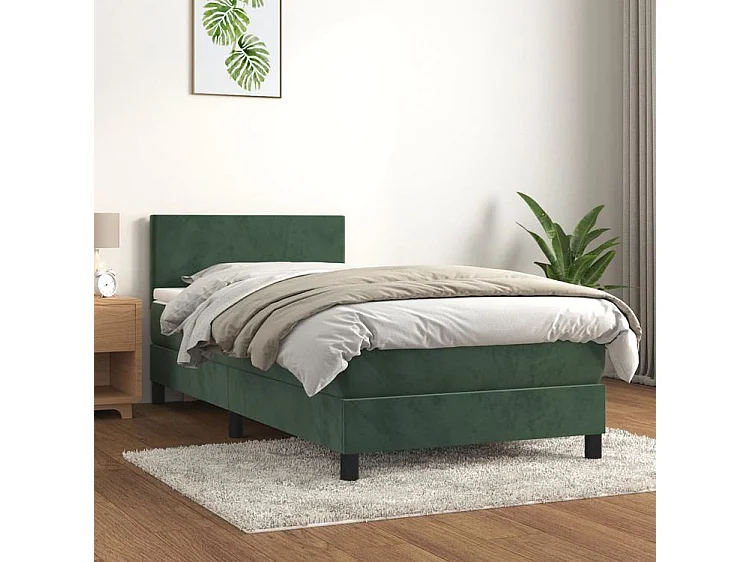 Sommier à lattes de lit avec matelas Vert foncé 90x200