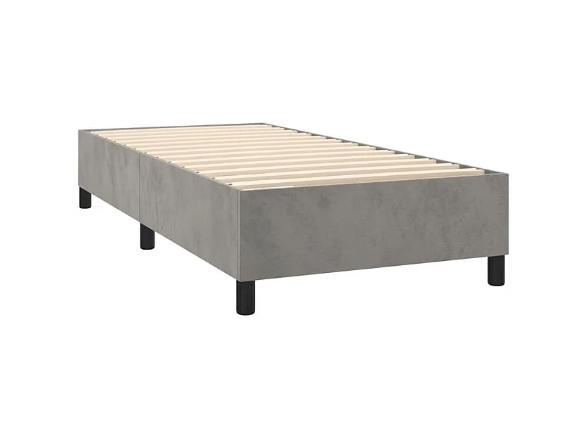 Sommier à lattes de lit et matelas Gris clair 90x200 Velours