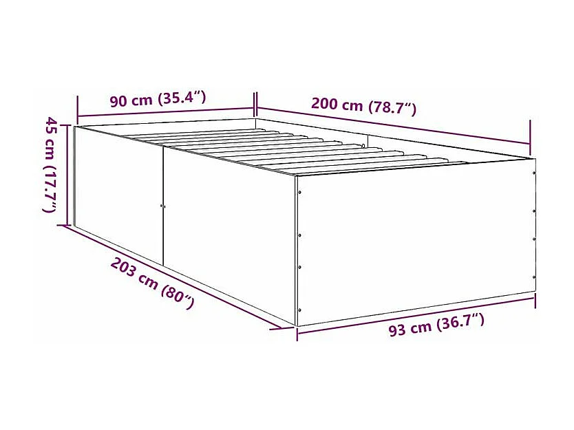 Cadre de lit blanc 90x200 bois d'ingénierie