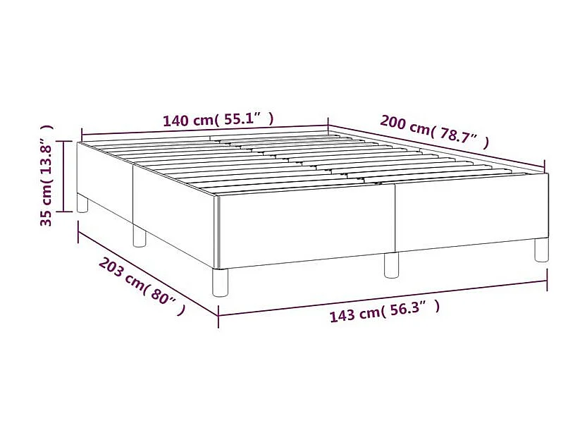 Sommier à lattes de lit avec matelas Gris foncé 140x200 Tissu