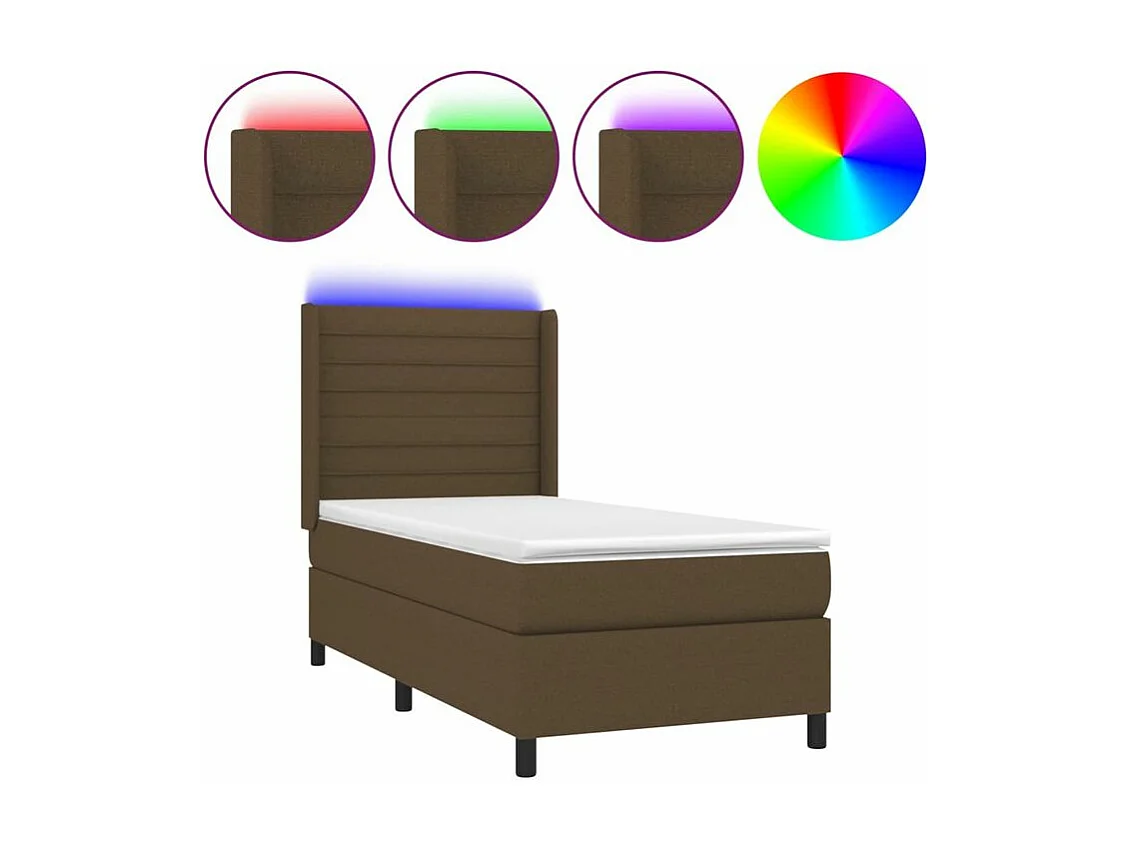 Sommier à lattes de lit matelas LED Marron foncé 80x200 Tissu