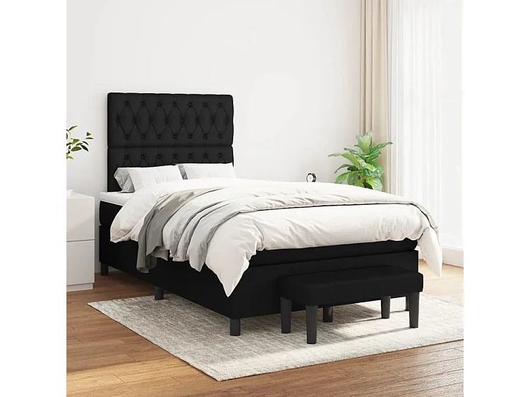 Sommier à lattes de lit avec matelas Noir 120x200 Tissu