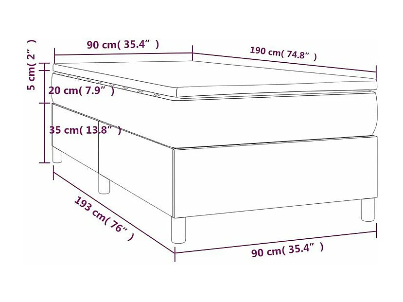 Sommier à lattes de lit et matelas Gris clair 90x190 Tissu