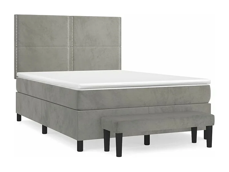 Sommier à lattes de lit et matelas Gris clair 140x200 Velours