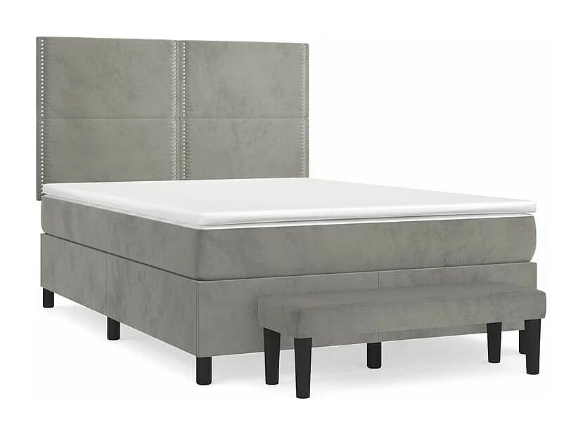 Sommier à lattes de lit et matelas Gris clair 140x200 Velours