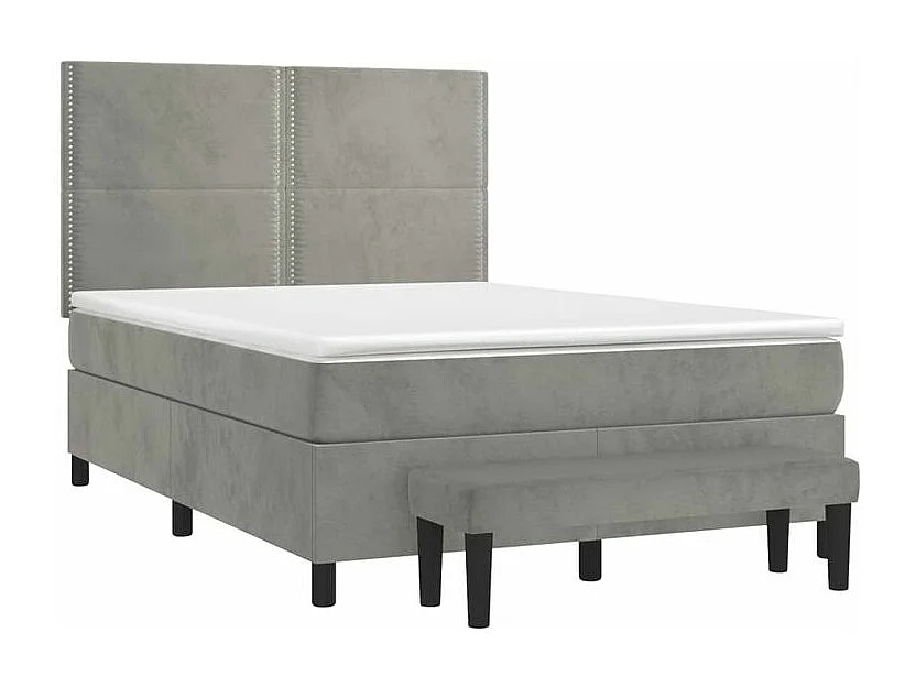 Sommier à lattes de lit et matelas Gris clair 140x200 Velours