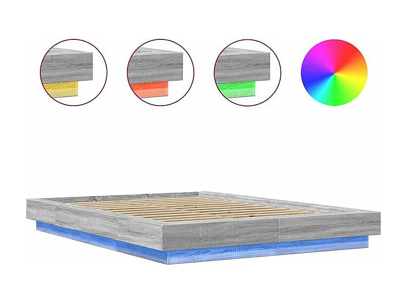 Cadre de lit avec lumières LED sonoma gris 120x190