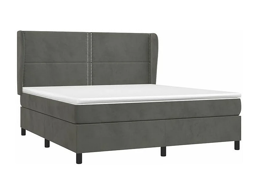 Sommier à lattes de lit et matelas Gris foncé 180x200 Velours