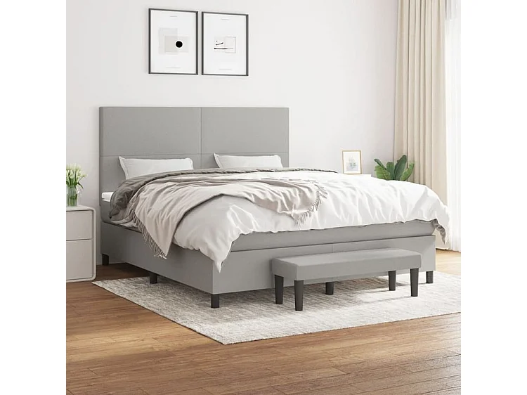 Sommier à lattes de lit avec matelas Gris clair 180x200 Tissu