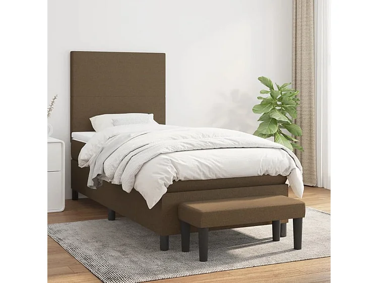 Sommier à lattes de lit avec matelas Marron foncé 100x200