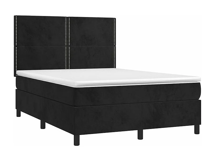 Sommier à lattes de lit avec matelas Noir 140x200 Velours