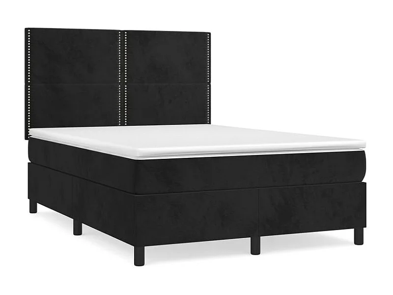 Sommier à lattes de lit avec matelas Noir 140x200 Velours