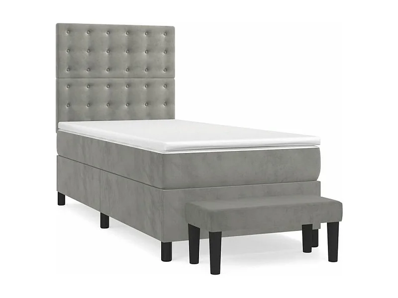 Sommier à lattes de lit et matelas Gris clair 80x200 Velours