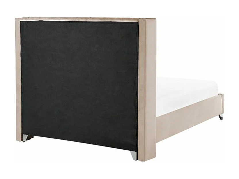 Lit capitonné Chesterfield velours Klouto-Couleur Beige-160x200