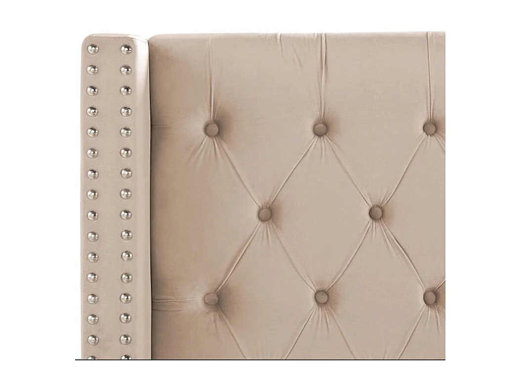 Lit capitonné Chesterfield velours Klouto-Couleur Beige-160x200