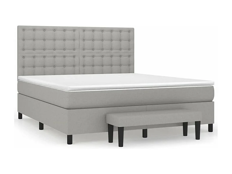 Sommier à lattes de lit avec matelas Gris clair 160x200 Tissu