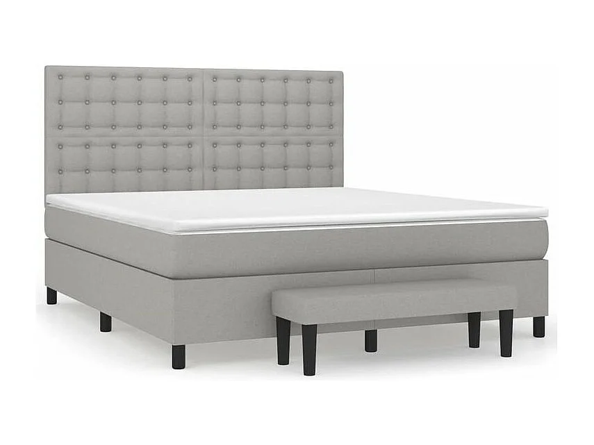 Sommier à lattes de lit avec matelas Gris clair 160x200 Tissu