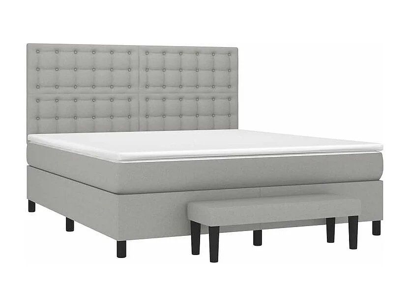 Sommier à lattes de lit avec matelas Gris clair 160x200 Tissu