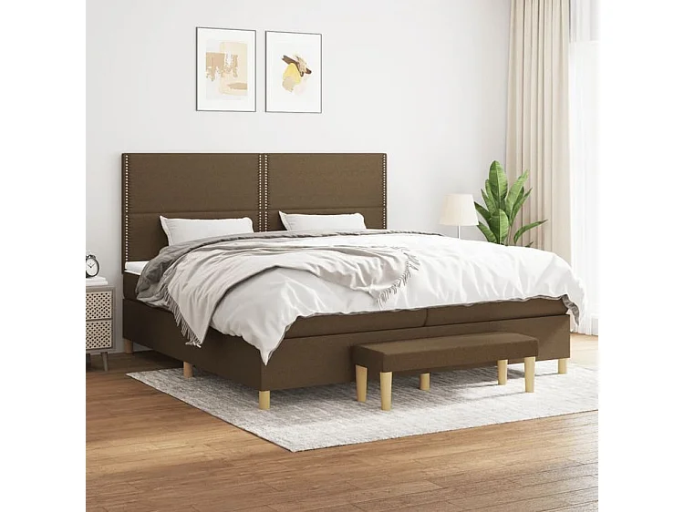 Sommier à lattes de lit avec matelas Marron foncé 200x200