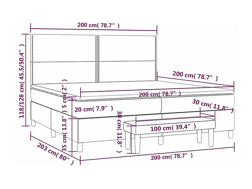 Sommier à lattes de lit avec matelas Marron foncé 200x200