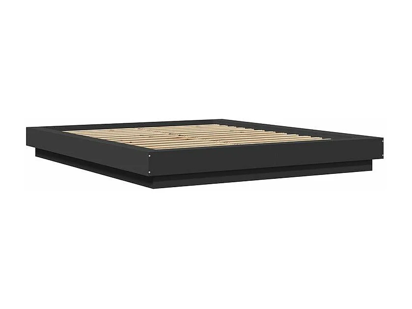 Cadre de lit avec lumières LED noir 150x200 bois d'ingénierie