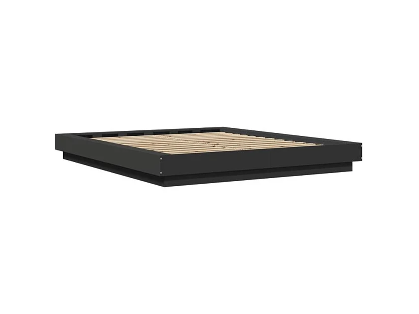Cadre de lit avec lumières LED noir 150x200 bois d'ingénierie