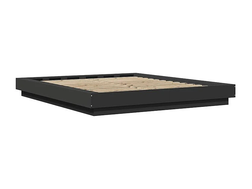 vidaXL Estructura cama con luces LED madera ingeniería negro 150x200cm