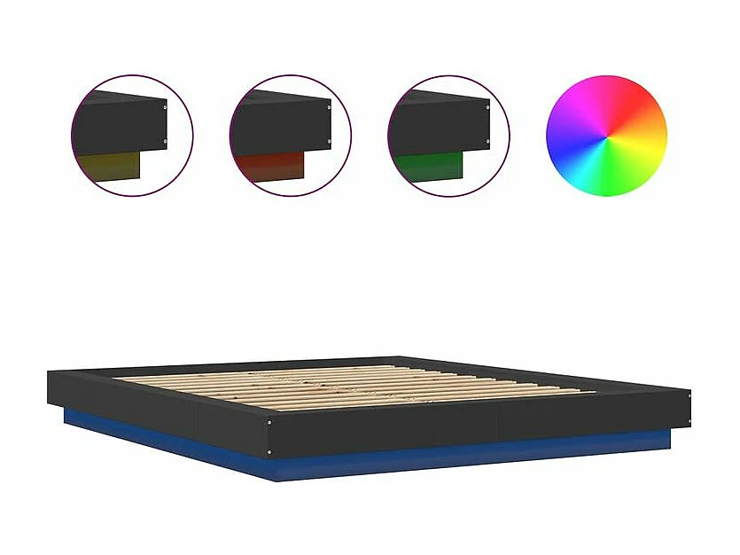vidaXL Estructura cama con luces LED madera ingeniería negro 150x200cm