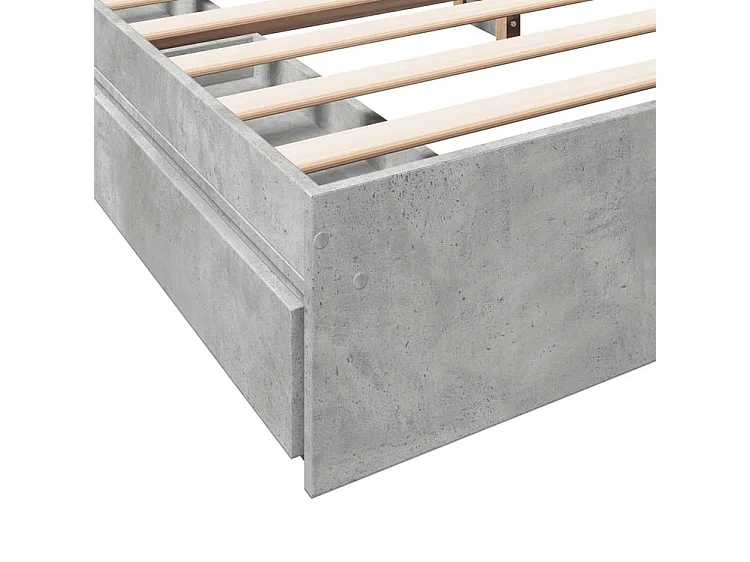 Cadre de lit à tiroirs gris béton 180x200 bois d'ingénierie