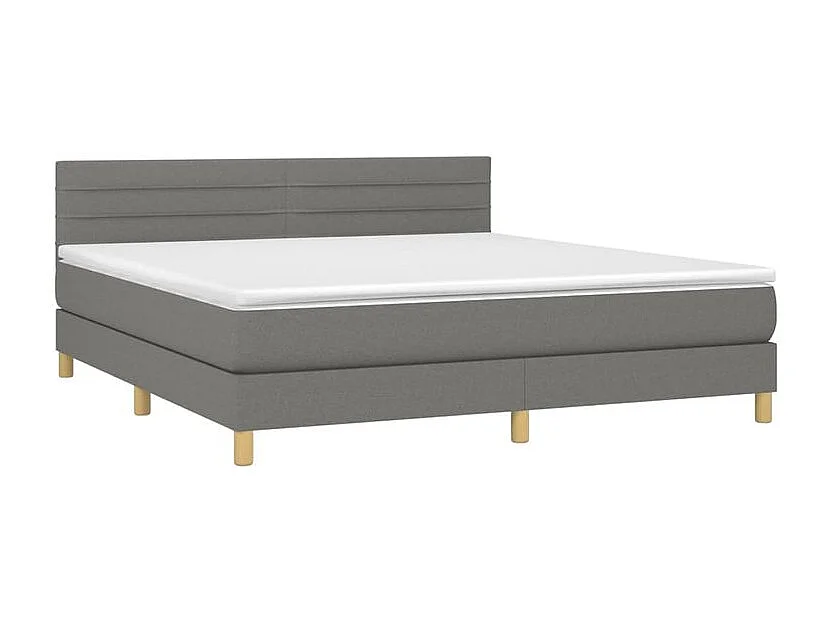 Sommier à lattes de lit et matelas et LED Gris foncé 160x200