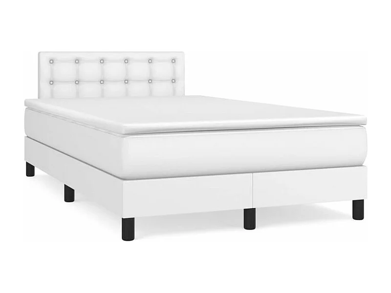 Sommier à lattes de lit avec matelas Blanc 120x200 Similicuir